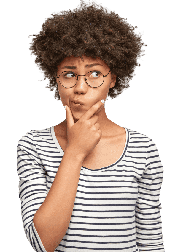 Imagen de mujer con preguntas